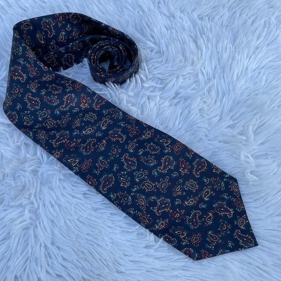 Morgan Hart Tie Necktie 100% Silk Blue Paisley Classic Tie Made in USA - Picture 4 of 12